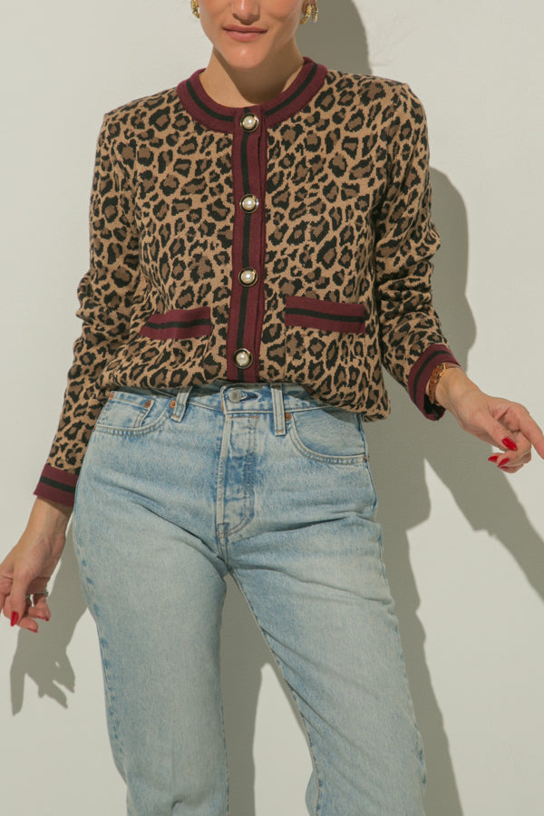 LEO LEO WINE CARDIGAN
