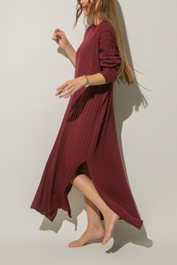 MALVA WINE KNITTED DRESS